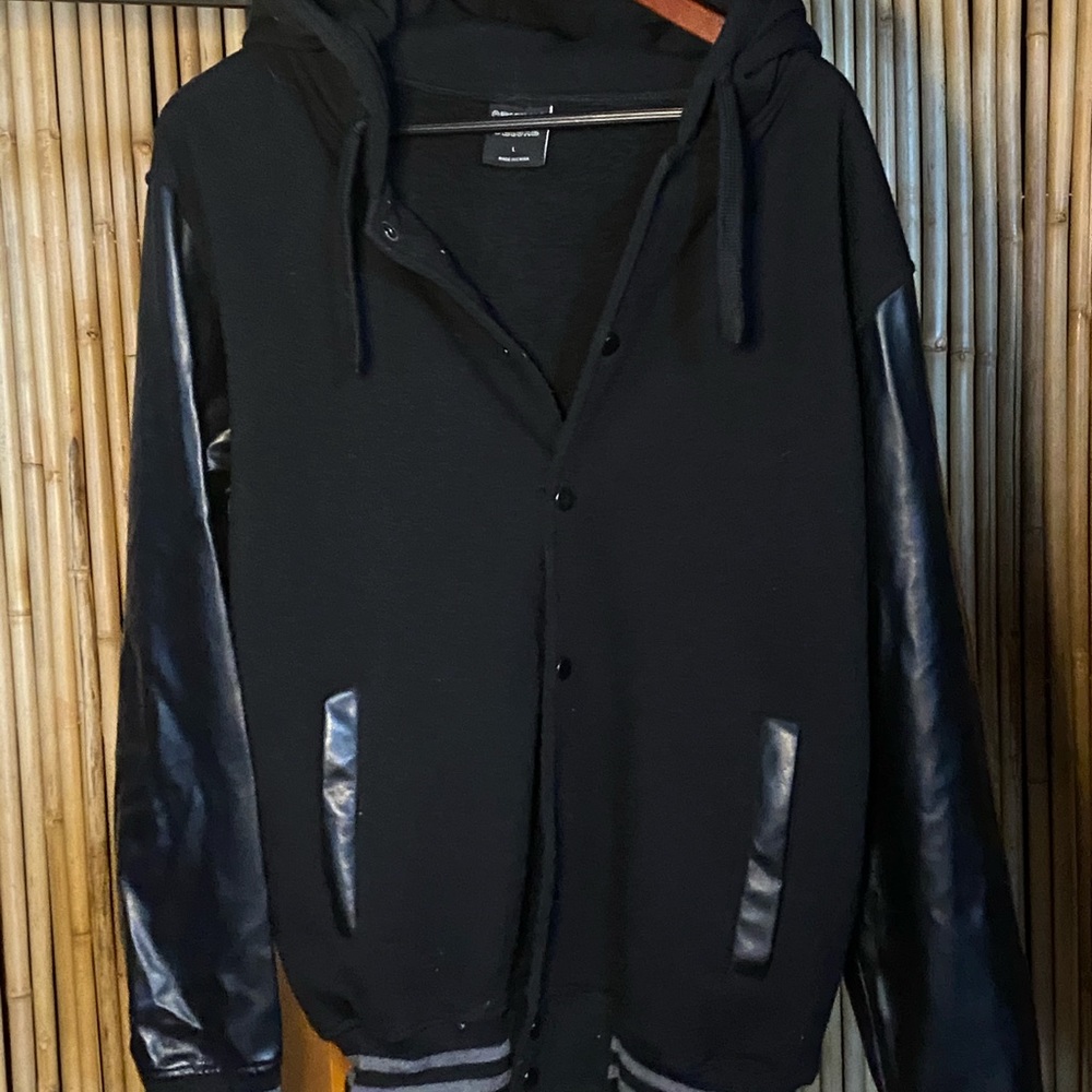 Off Brand Varsity hooded bomber